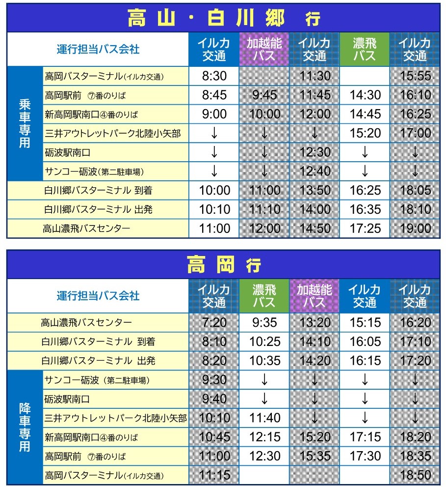 名古屋 高山 バス 時刻 表